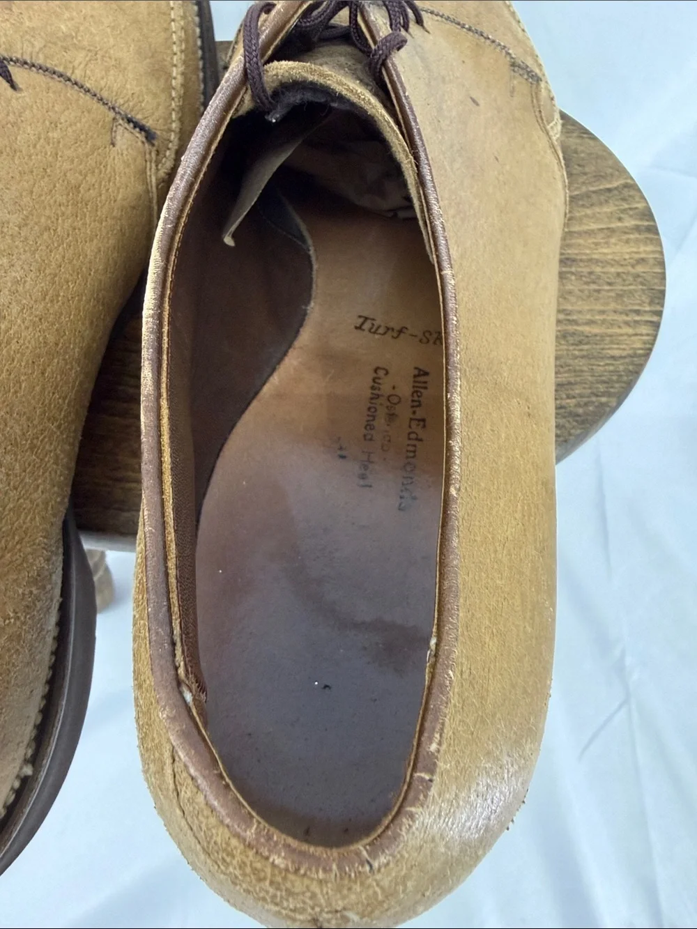 Allen Edmonds Mens Turf Skos Caramel Snuff Suede Lace-up Split-Toe Derby, sz 14